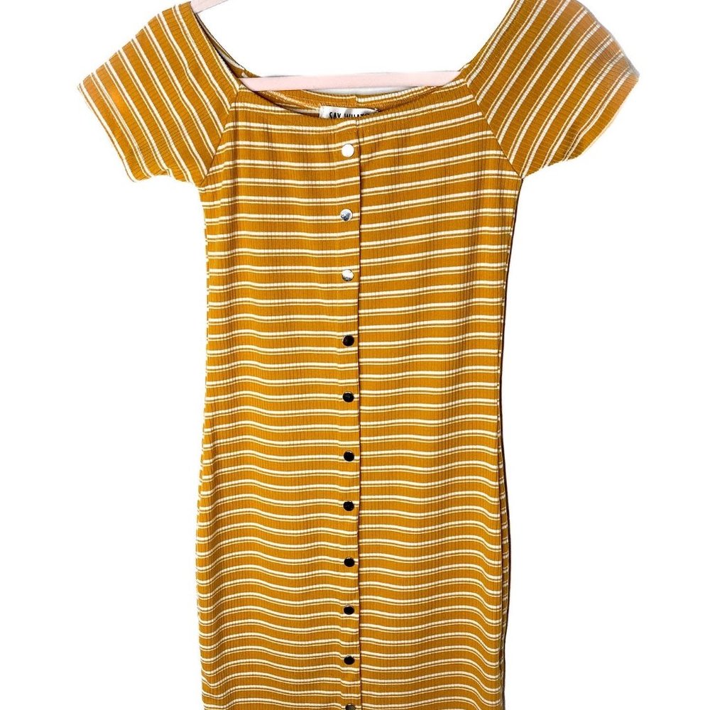 90s 'Say What?' Ribbed Striped Dress